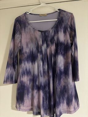 Timeson Purple and Light Mauve Patterned Scoop Neck Tunic